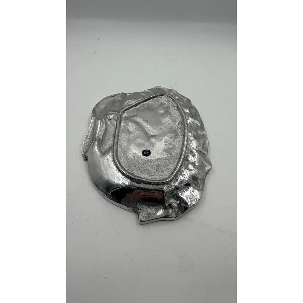 Vintage BUNNY RABBIT Dish Silver Pewter Metal Made in Mexico 9